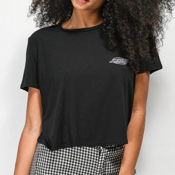 Santa Cruz Throwdown Dot Black Crop T-Shirt S - Picture 2 of 7